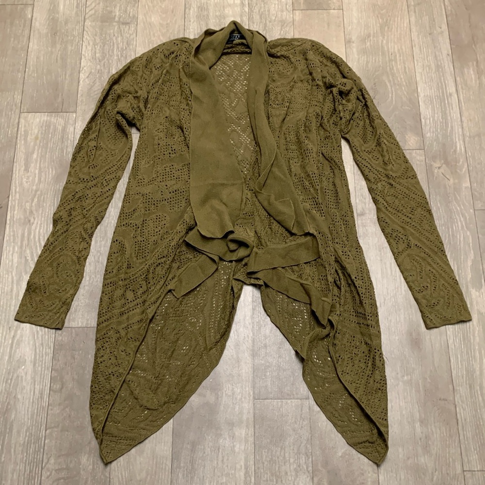 NWOT Peruvian Connection Open‎ Knit Crochet Pima Cotton Cardigan Sweater